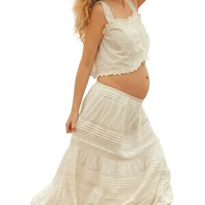 Hatch 'The Annie' White Cotton Crop Tank Top Size 2